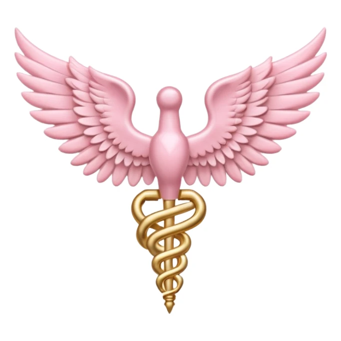 caduceus symbol, soft pastel pink, iOS emoji style, variation 1 sticker