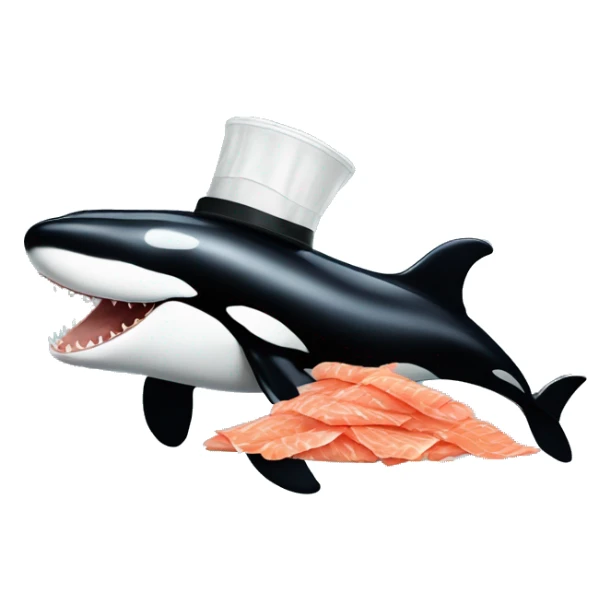 an orca wearing a hat made of dead salmon sticker