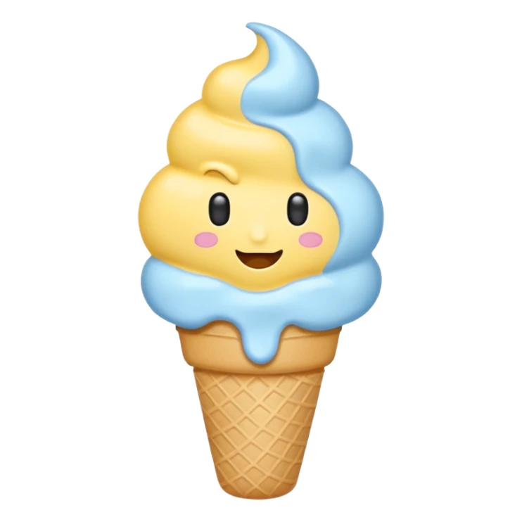 Ice cream emoji, pastel blue & yellow palette
Flat vector, minimal, cute emoji style sticker