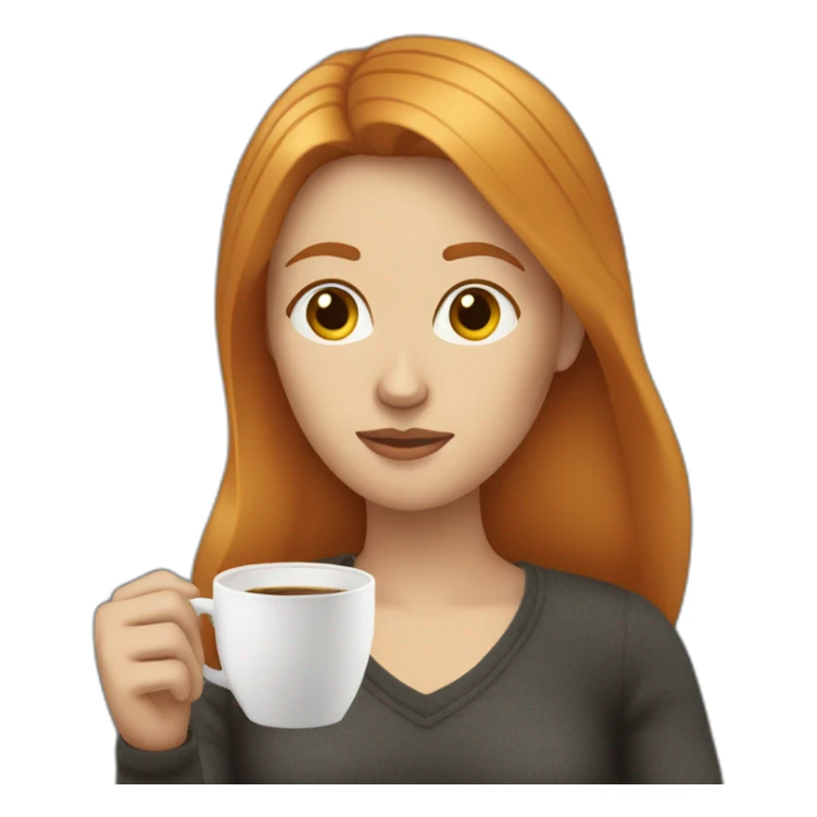 Ginger straight mildly hair woman drinking coffee  sticker