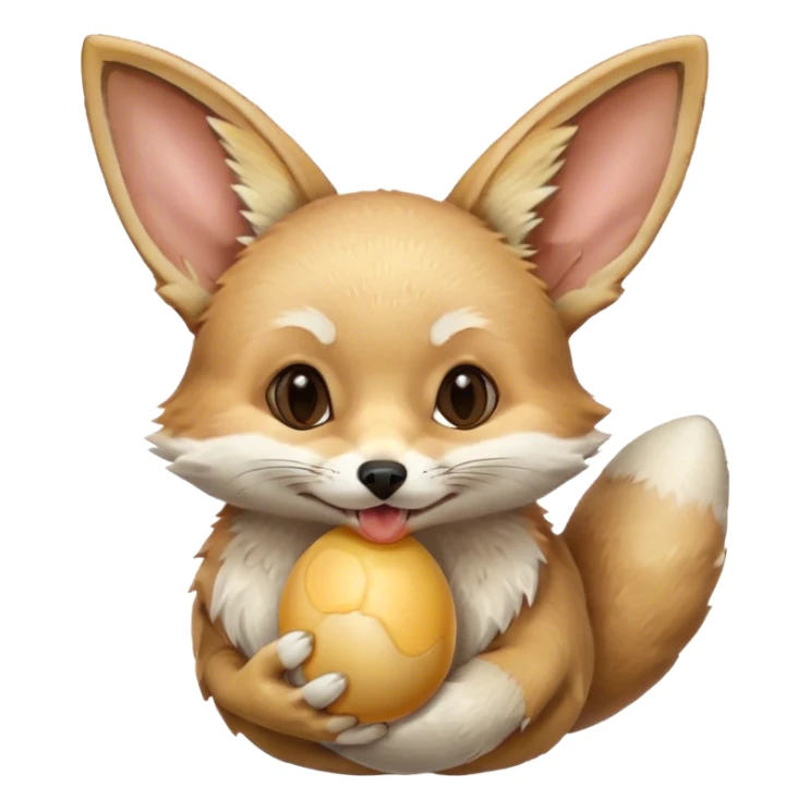 fennec carrying an unpeeled egg with his mouth sticker