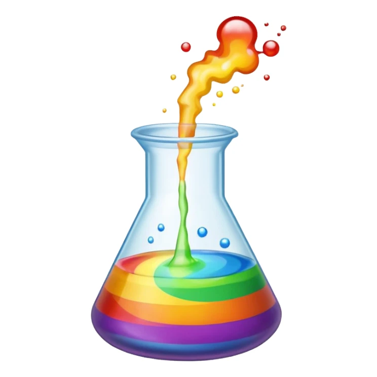 Beaker full of rainbow chemical sticker