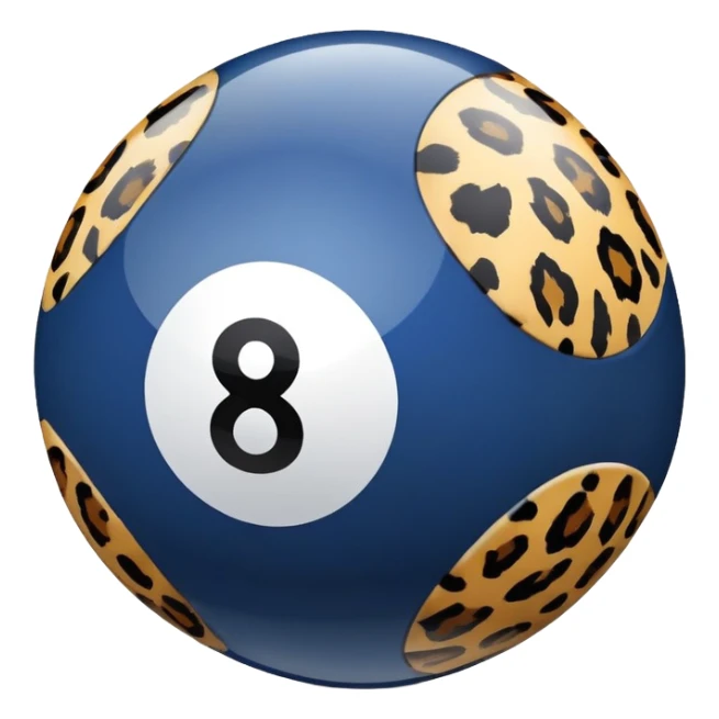 Navy blue and leopard print eight ball sticker