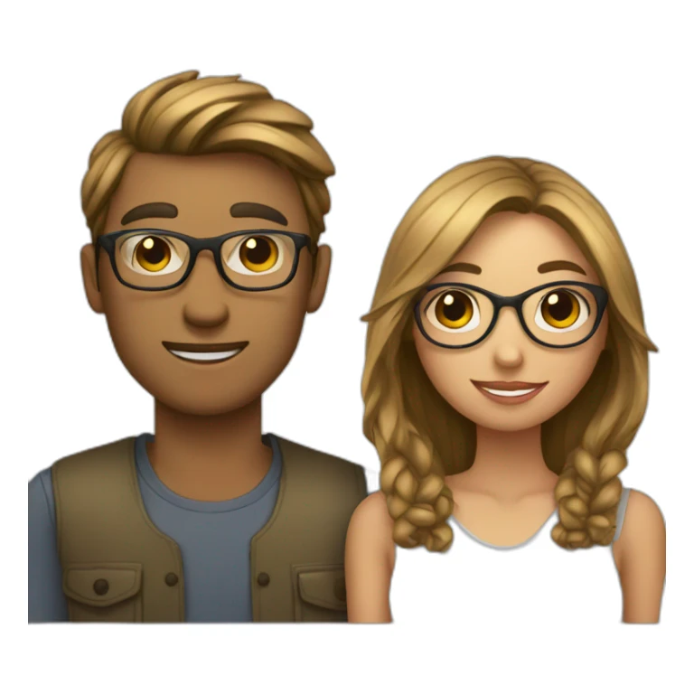boyfriend and girlfriend with glasses on sticker