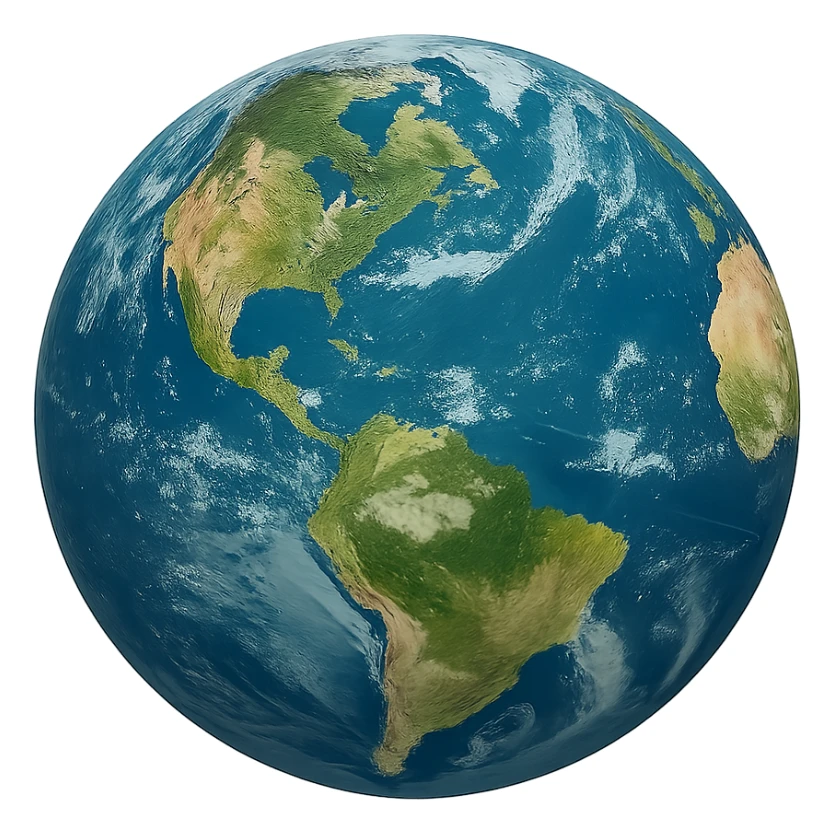 realistic earth globe with vibrant colors, no background sticker