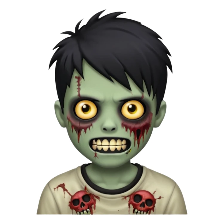 boy zombie with black hair emo Whith black grillz black teeths sticker