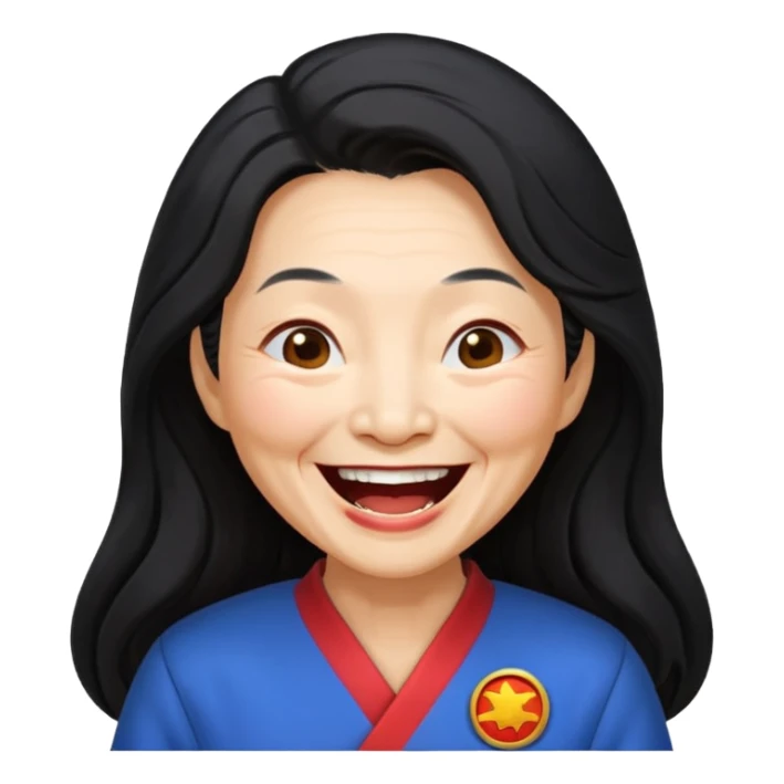 Laughing crazily elderly Chinese superwoman sticker