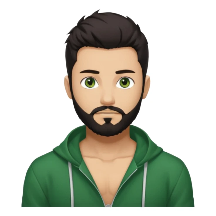 Man with a short full beard, Styled hair, Best looking man in the planet, onepiece style dark hair, green eyes, more anime style more maskulin  sticker