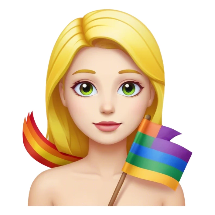 woman with rainbow flag sticker
