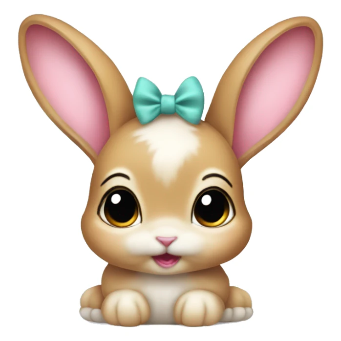 Baby bunny with coquette bow on ear sticker