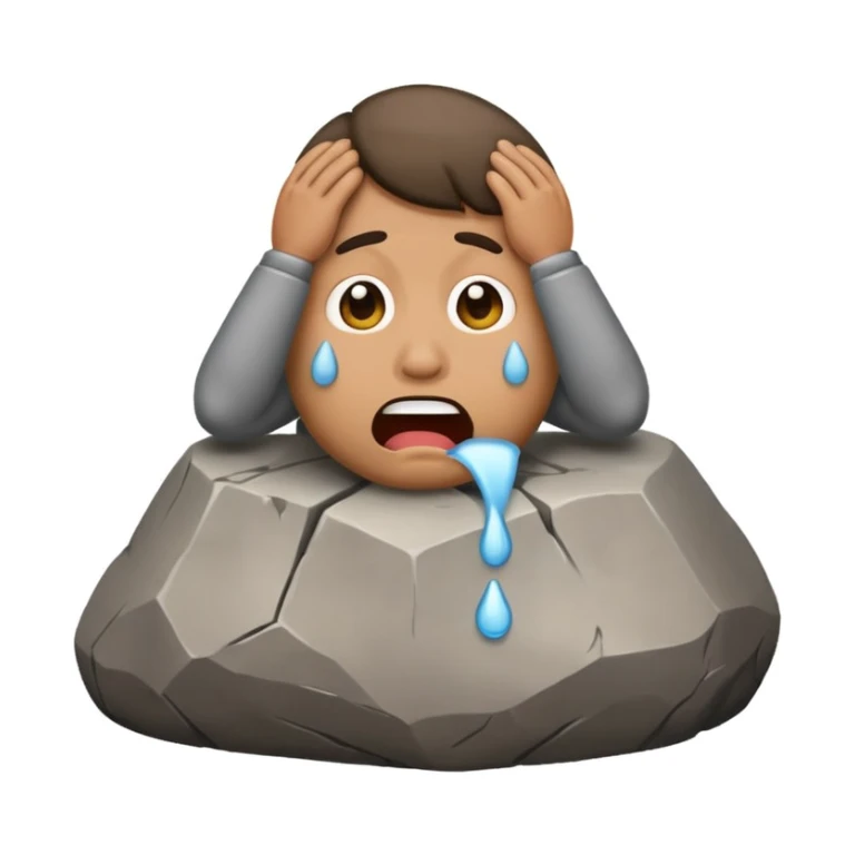 a humorous emoji of a man pooping a rock and crying sticker