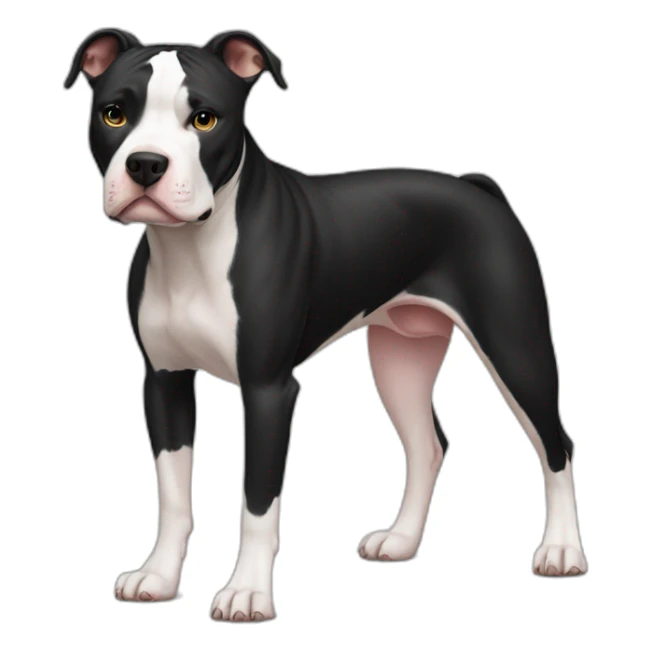 Black and white pitbull with limping right back leg sticker