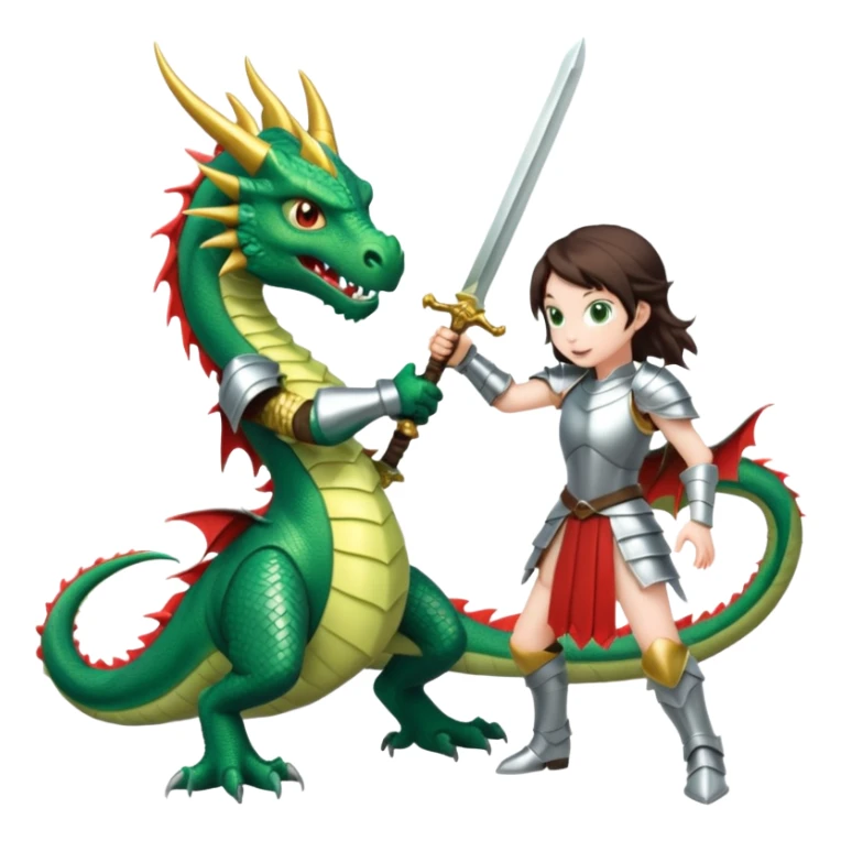 a girl in armor sword fighting a dragon sticker