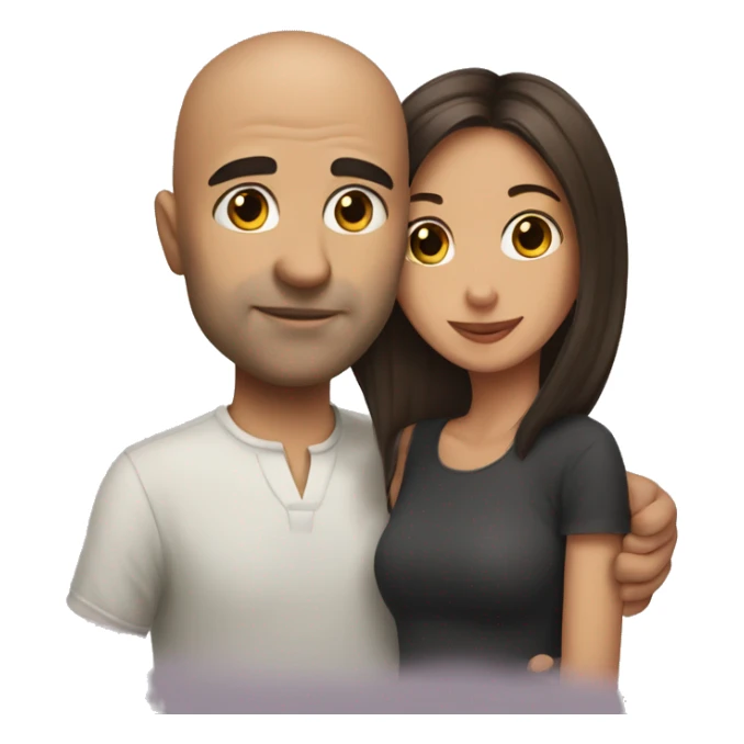 Bbrown Bald guy kissing girl with dark brown hair sticker