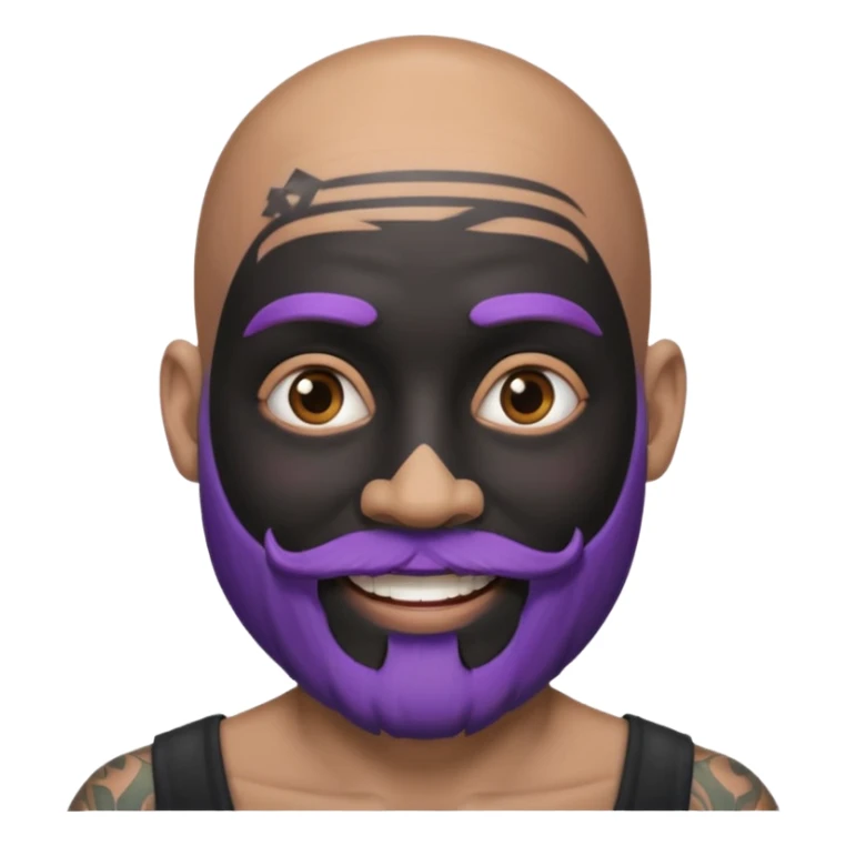 bald purple bearded man with black face tattoo sticker