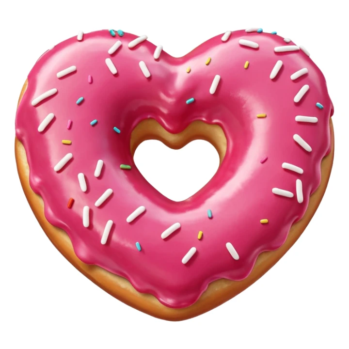 Realistic isolated heart shaped donut with red frosting. sticker