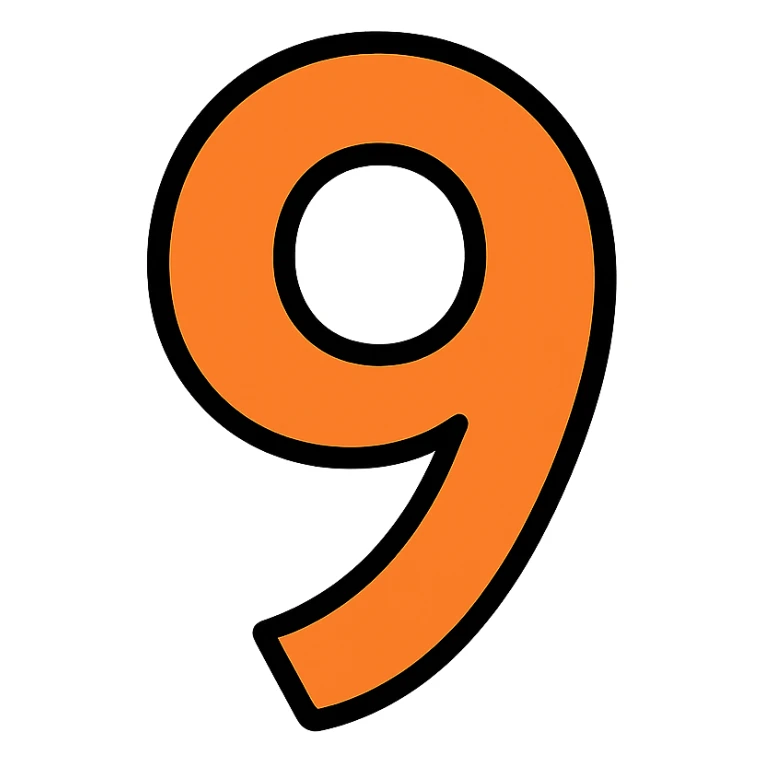 the number 9 in a modern icon style, simple and bold sticker