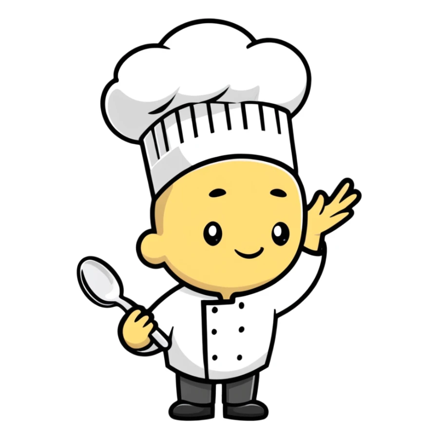 cartoon chef tasting food from a spoon sticker
