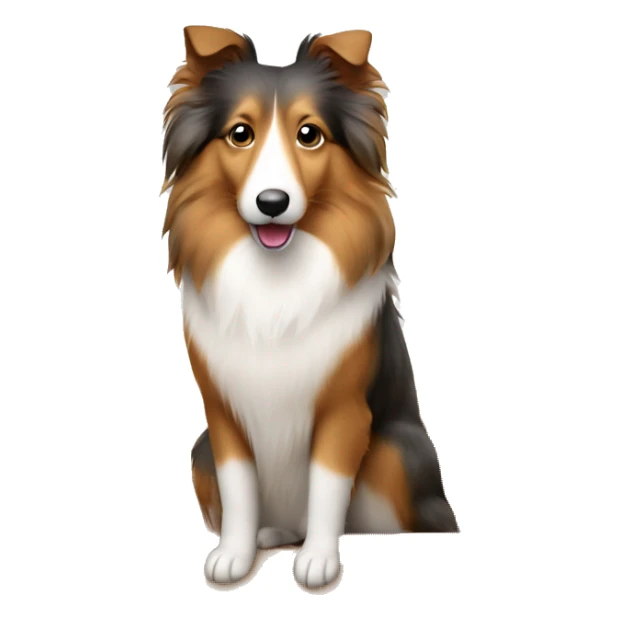 Shetland sheepdog sitting in cardboard sticker