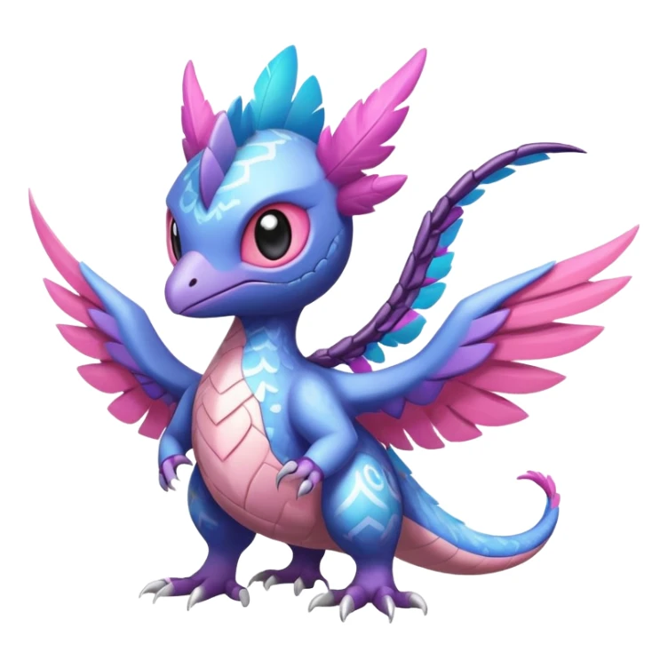 Shiny Cute Adorable Aerodactyl-Noivern-Archeops-Hybrid-Creature with pattern-markings sticker