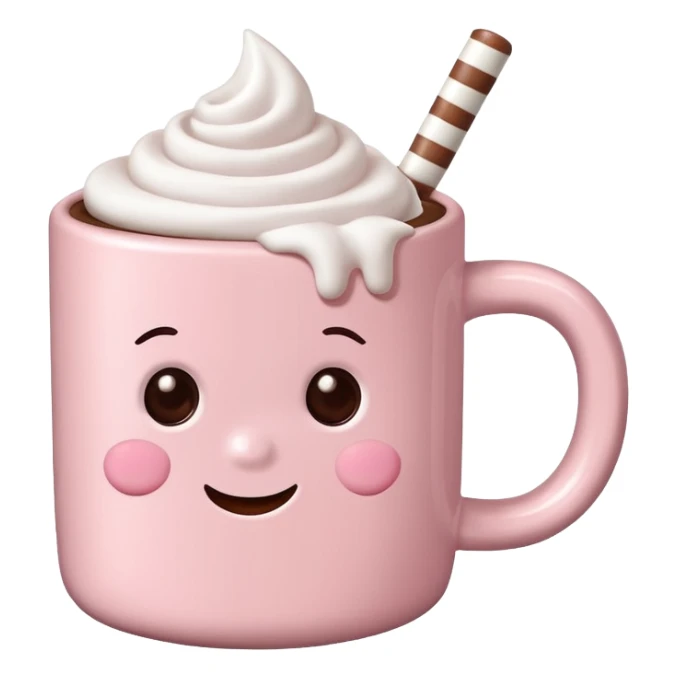 Light Pink mug of hot chocolate with marshmallows sticker