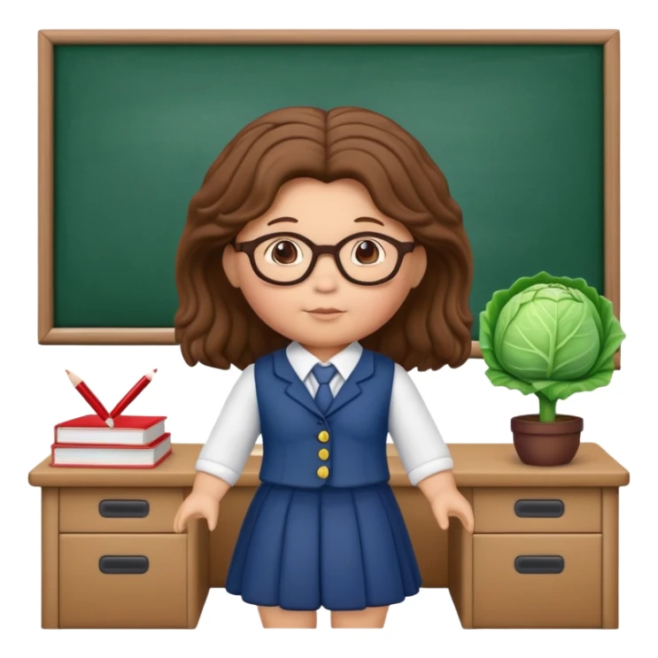 Cabbage patch doll dressed as a teacher with brown hair  sticker