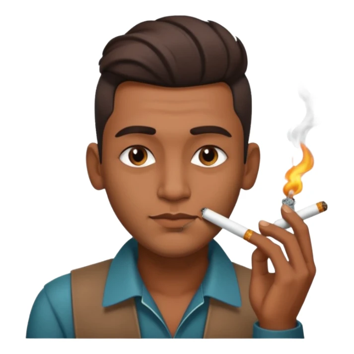 Indian brown guy with side gfade hair style, smoking cigarette sticker