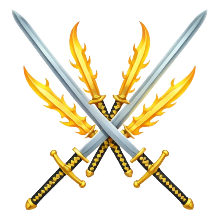 Fully yellow two swords crossed fiery sticker