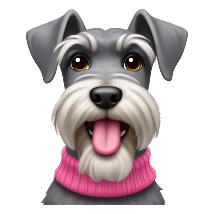 Schnauzer wearing a pink sweater with tongue sticking out sticker