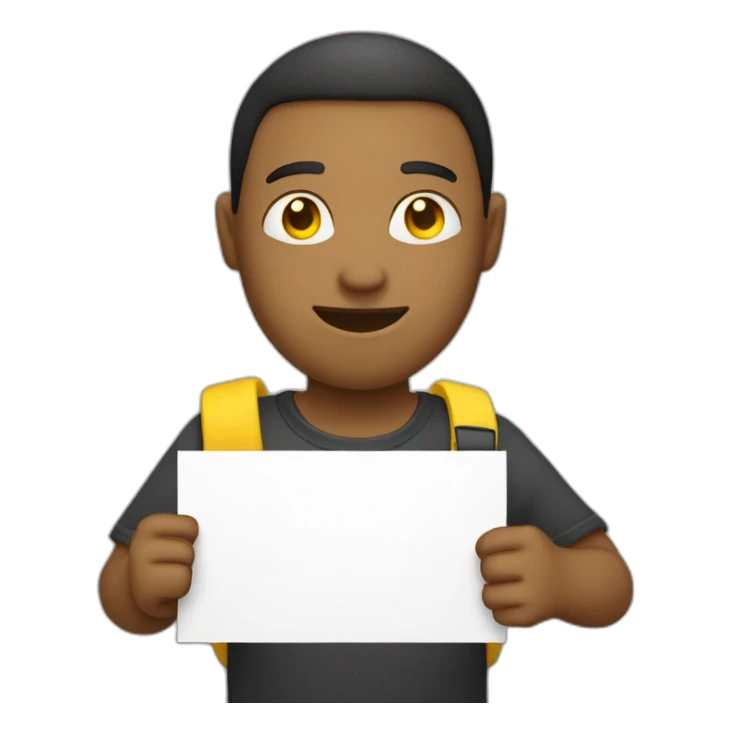 guy holding sign that have “p.” and the dot is in yellow sticker