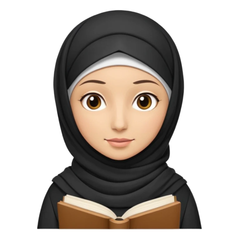 Teacher wearing hijab marking book sticker