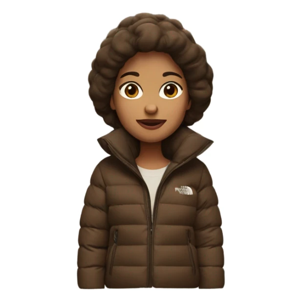 Brunette with a puffy brown north face winter coat  sticker