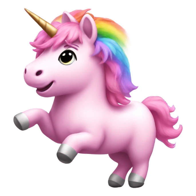 Pink fluffy unicorn dancing on a rainbow  sticker