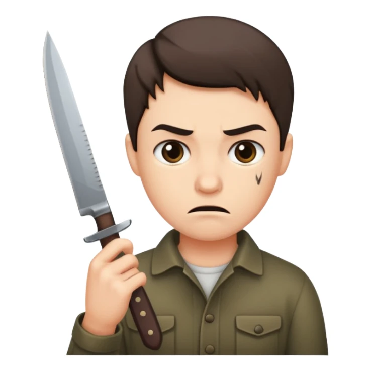 Classic Annoyed face with knife in hand sticker
