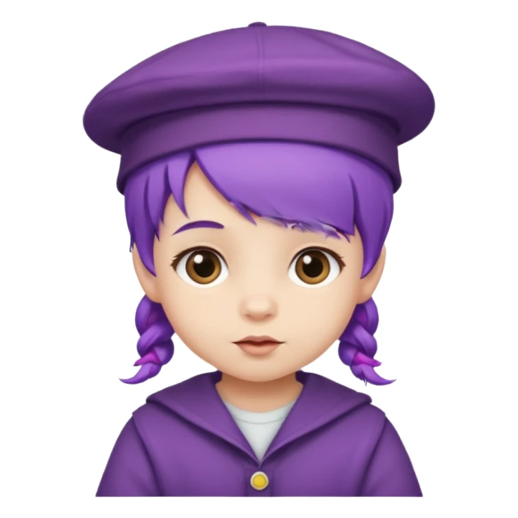 purple haired little baby with hat sticker