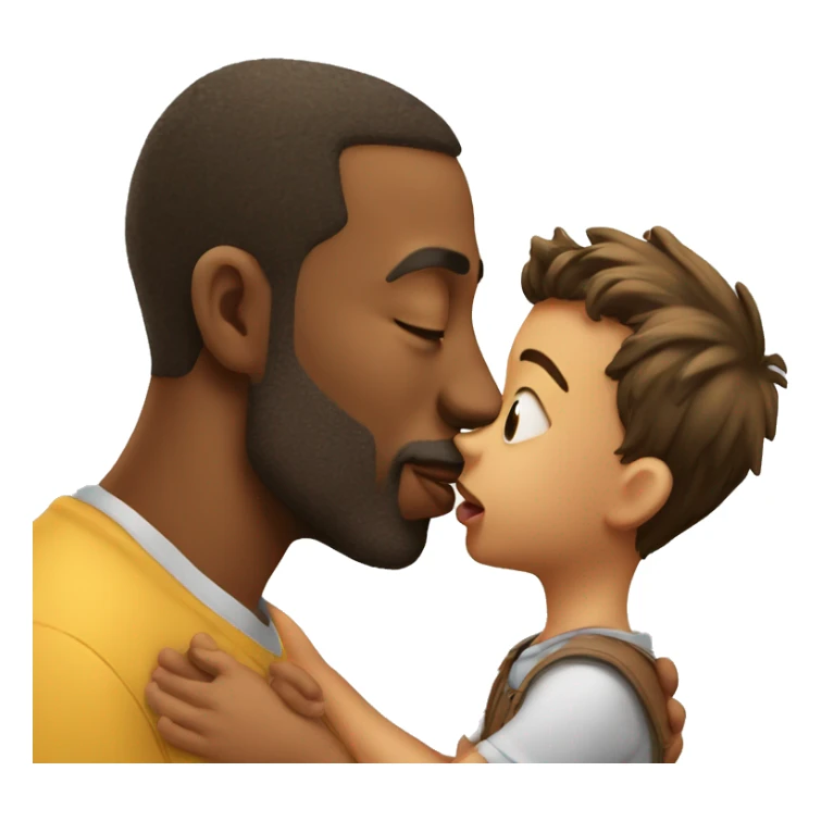 father kissing son on the lips sticker