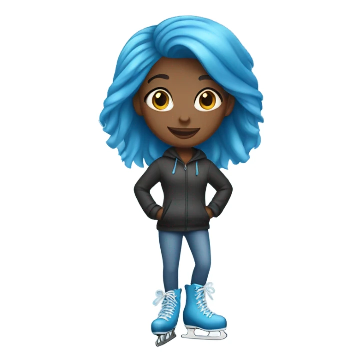 Black girl with blue hair on ice skates sticker