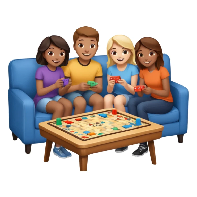 group of friends on couch playing a game sticker