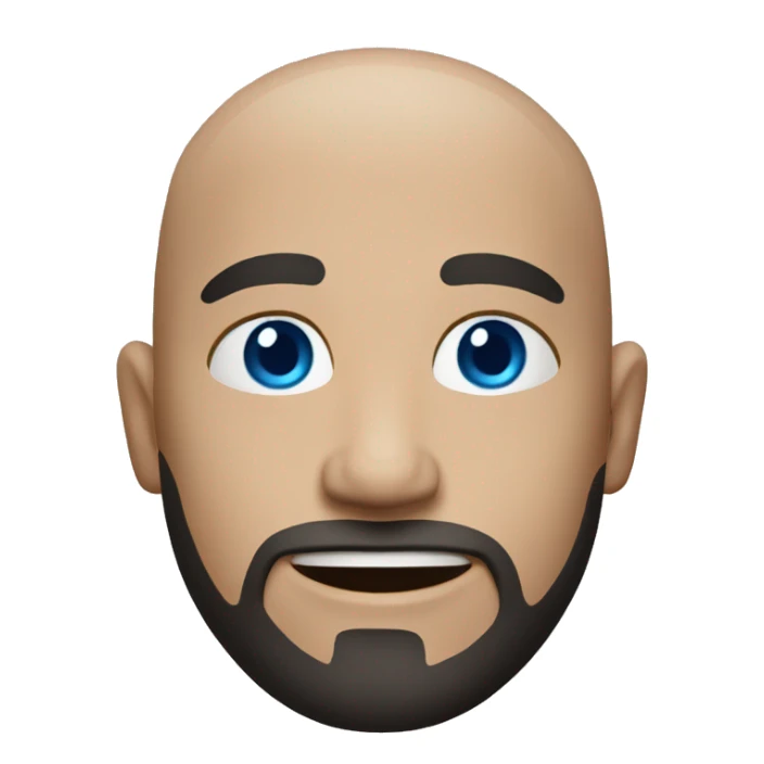 bald white guy with blue eyes and stubble. black clothes sticker