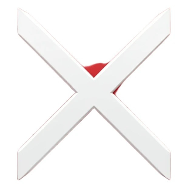 Red square with crossed symbol which is white and looks like the letter "X" sticker