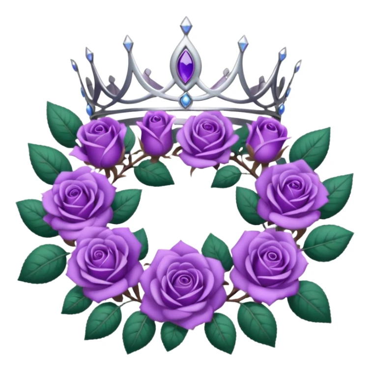 Purple rose with silver tiara and a purple emblem leaf wreath sticker