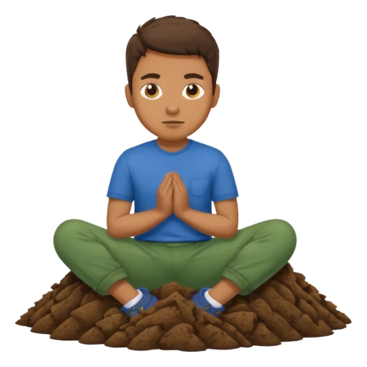 Me sitting on poop with a blue shirt and green pants on sticker