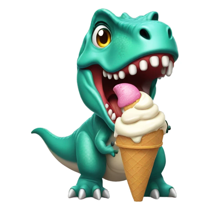 T-Rex crying eating ice cream sticker