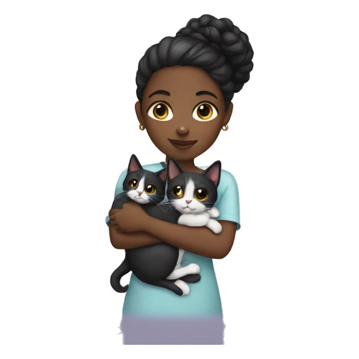 Black girl holding cats sticker