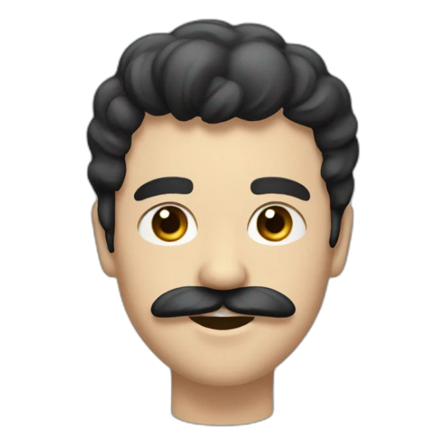 a guy with black hair, left fringe and a toothbrush mustache sticker