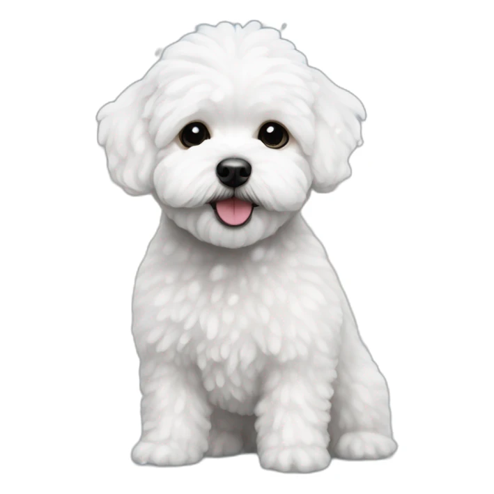 white maltipoo in the winter, having snow on the nose sticker