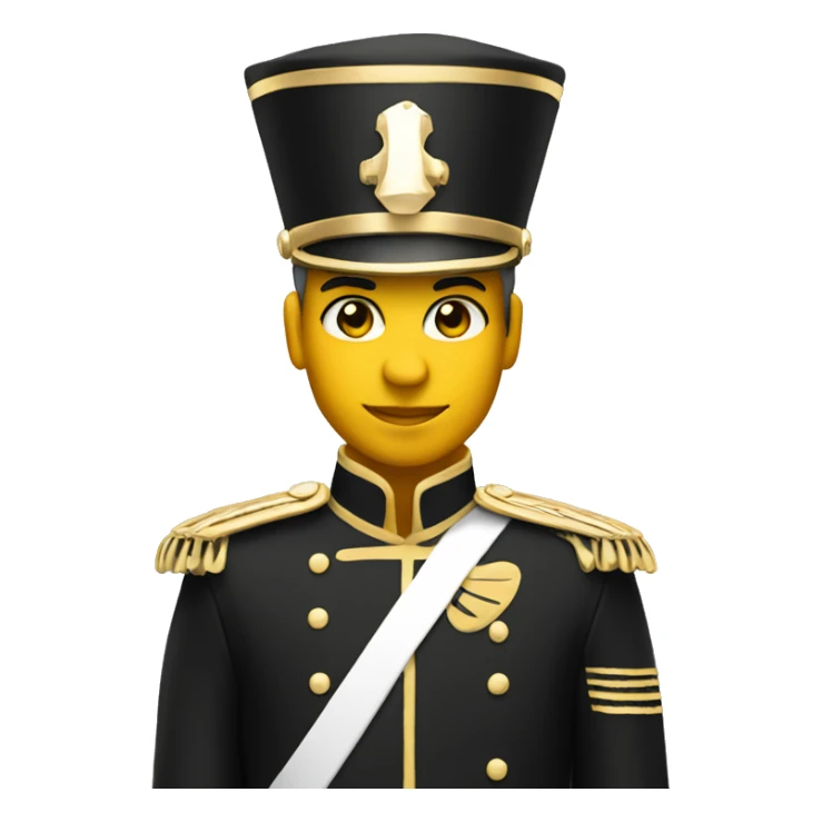 A marching band drum major in a black and gold uniform  sticker