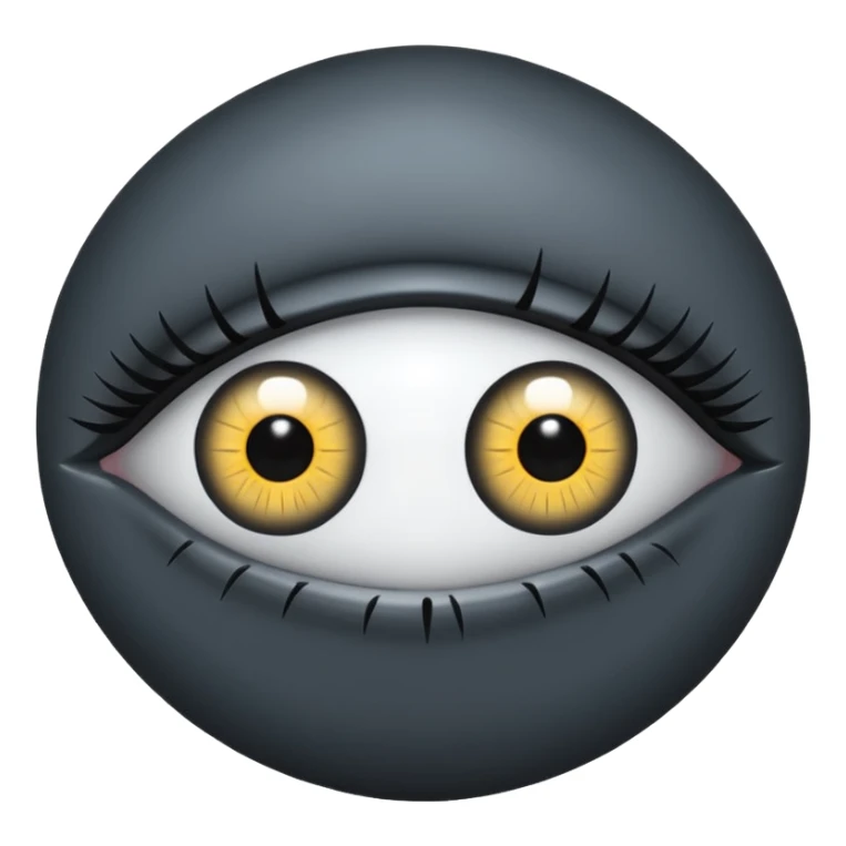 Minimal emoji, gothic futuristic eye, cold grey sclera, the pupil is fully replaced by a solid black number 8 eight, occult cyber aesthetic, sharp clean lines, flat emoji design, centered, transparent background sticker