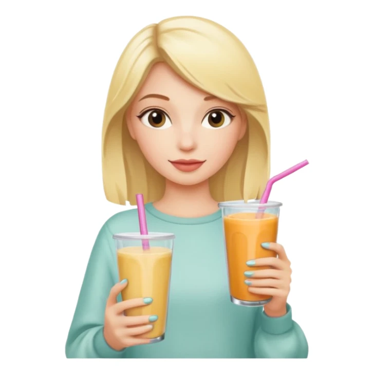 A coquette blonde girl holding a smoothie in her hand sticker
