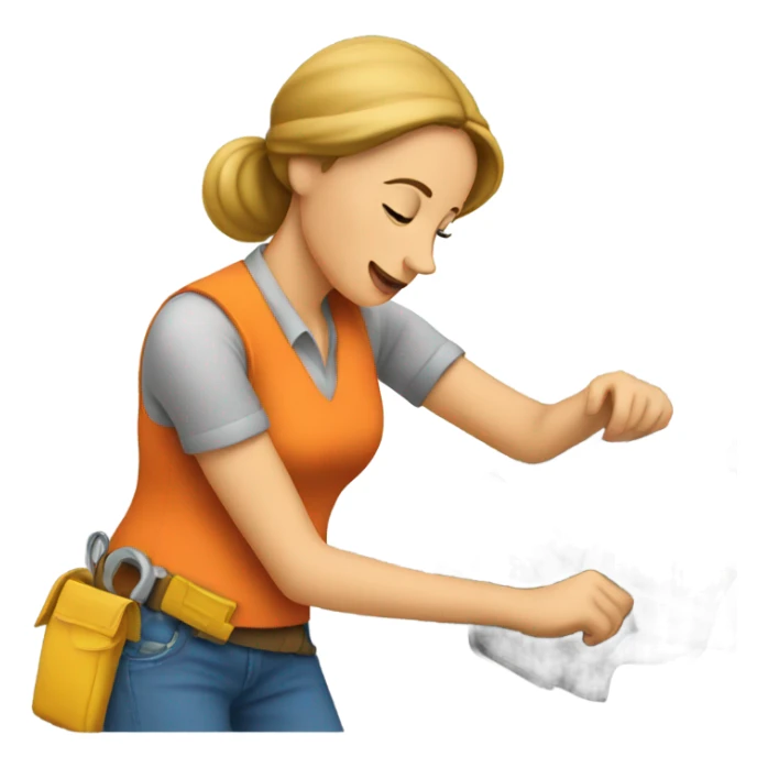 Woman fixing a car  sticker